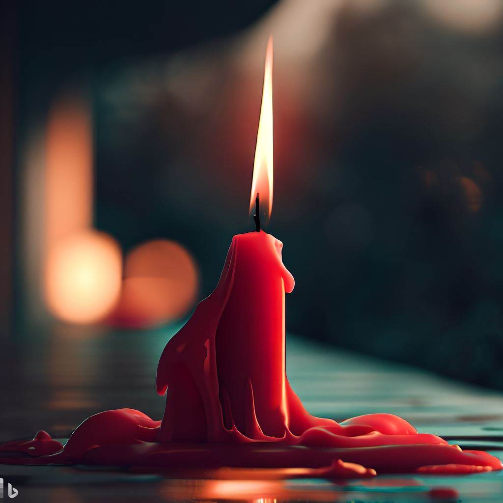 un vela roja encendida quemándose