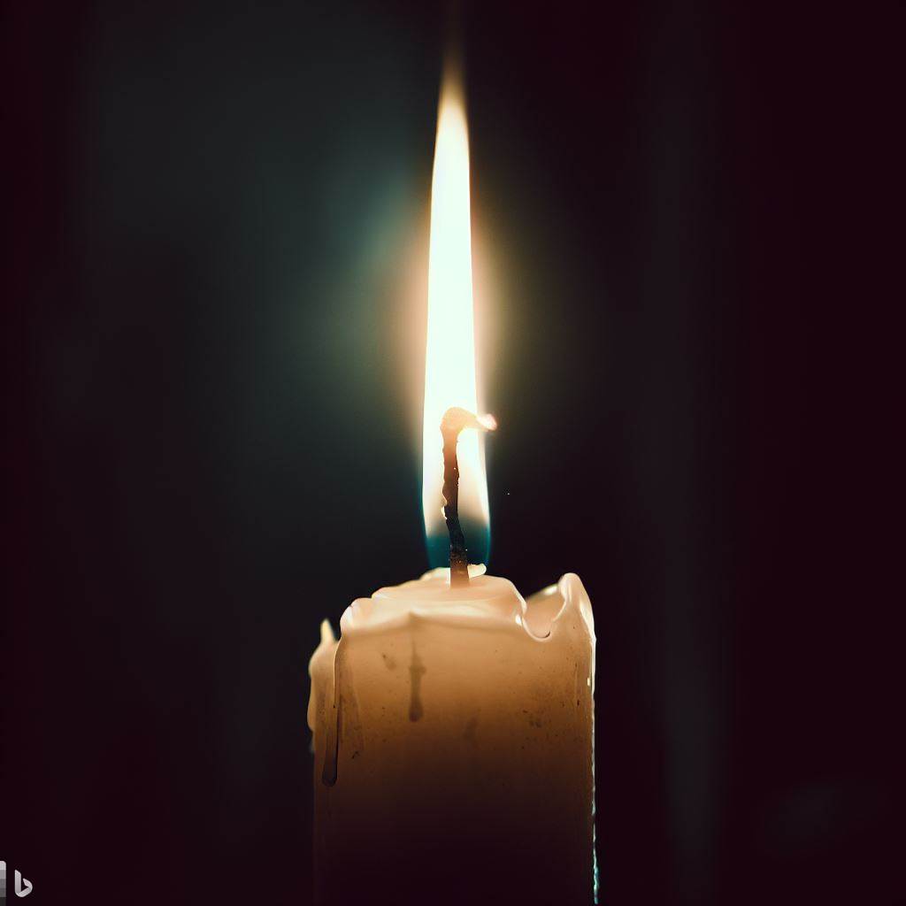 Una vela encendida formando una lágrima derretida