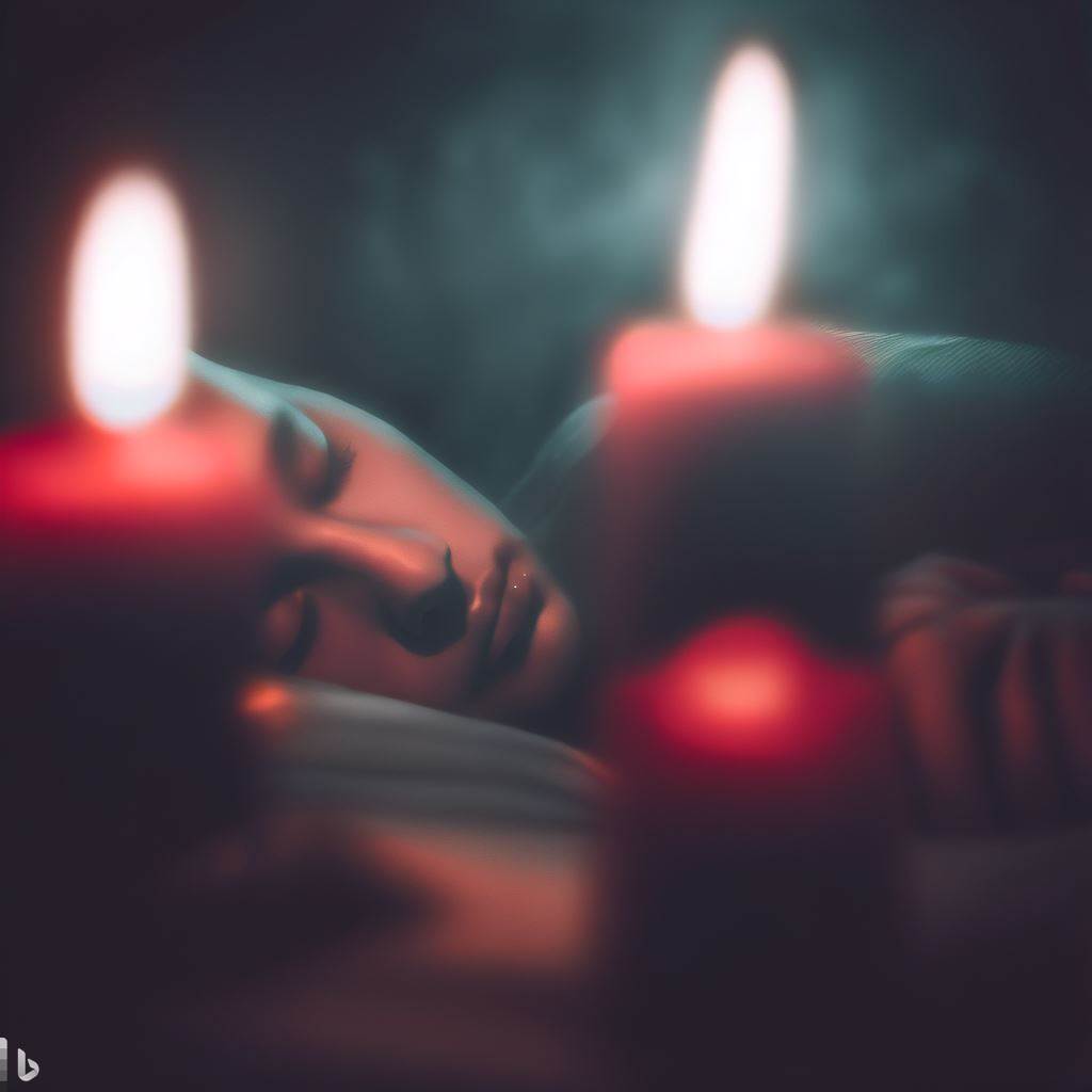 Una mujer soñando con velas rojas